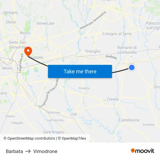 Barbata to Vimodrone map