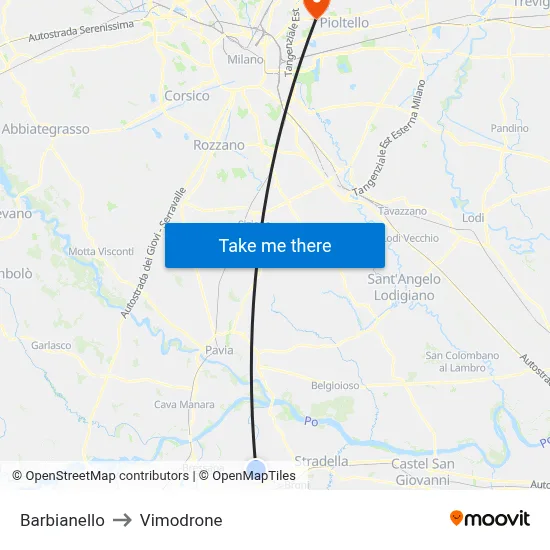 Barbianello to Vimodrone map