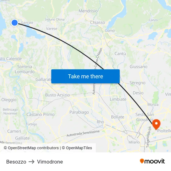 Besozzo to Vimodrone map