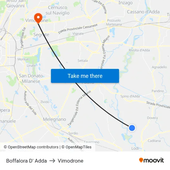 Boffalora D'Adda to Vimodrone map