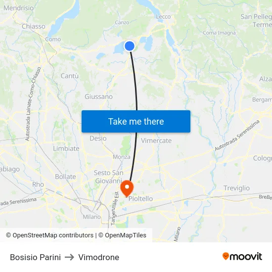Bosisio Parini to Vimodrone map