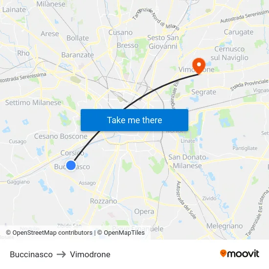 Buccinasco to Vimodrone map