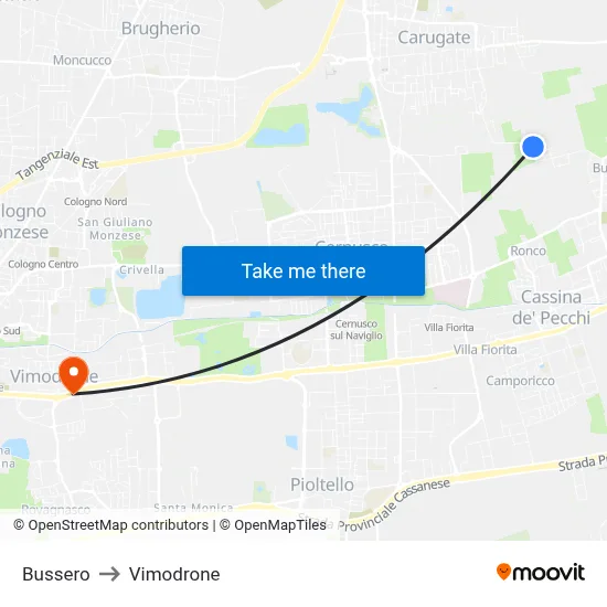Bussero to Vimodrone map