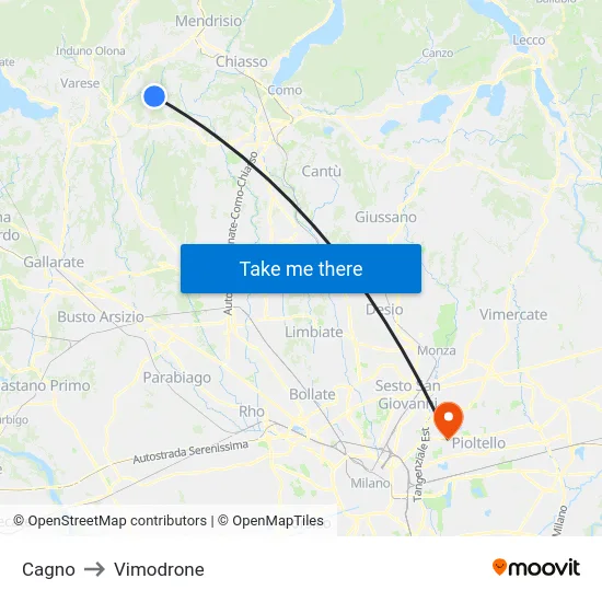 Cagno to Vimodrone map