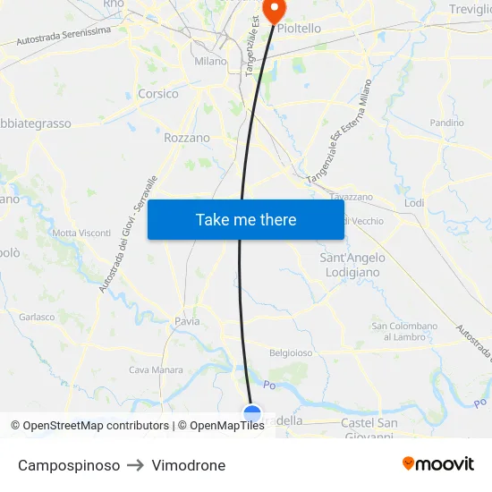 Campospinoso to Vimodrone map