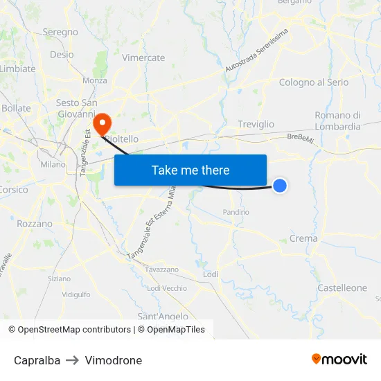 Capralba to Vimodrone map