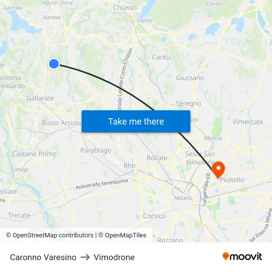 Caronno Varesino to Vimodrone map