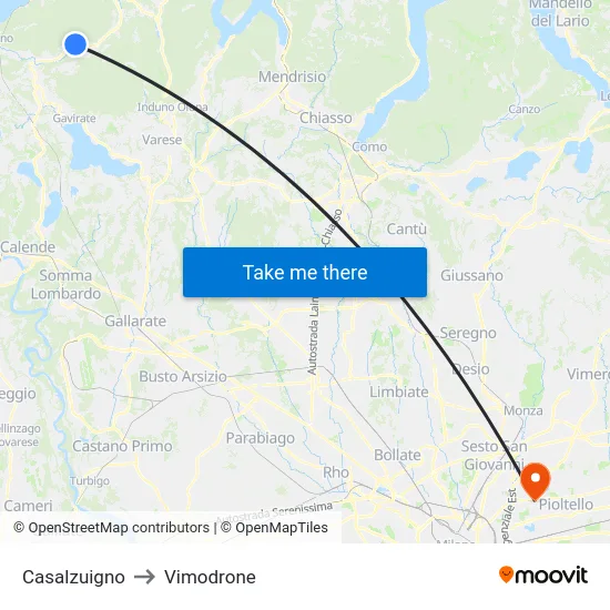 Casalzuigno to Vimodrone map