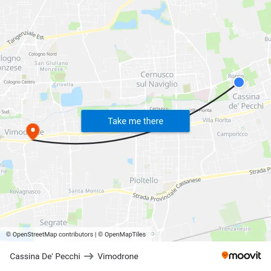 Cassina De' Pecchi to Vimodrone map