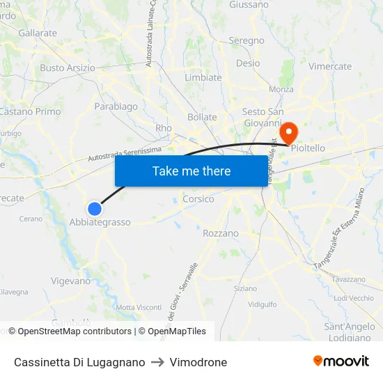 Cassinetta Di Lugagnano to Vimodrone map