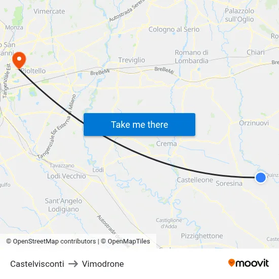 Castelvisconti to Vimodrone map