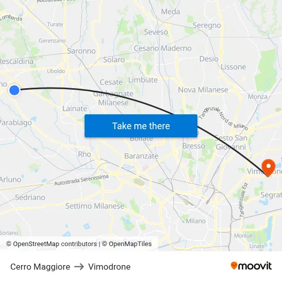 Cerro Maggiore to Vimodrone map