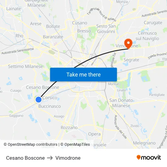 Cesano Boscone to Vimodrone map
