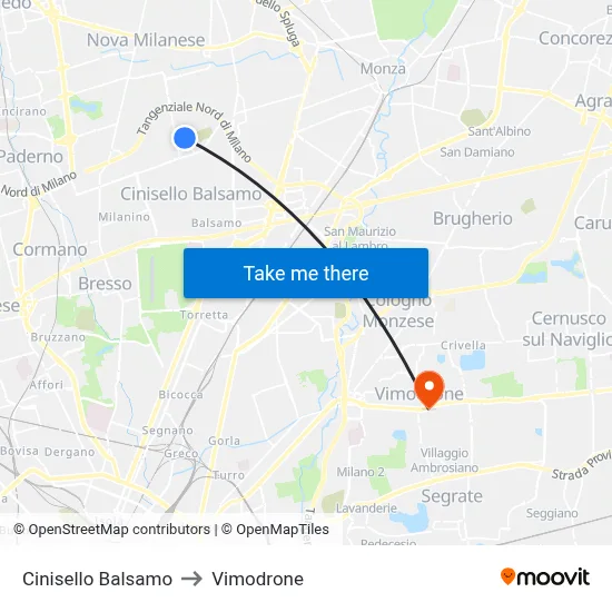 Cinisello Balsamo to Vimodrone map