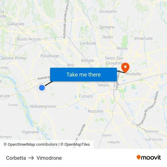 Corbetta to Vimodrone map