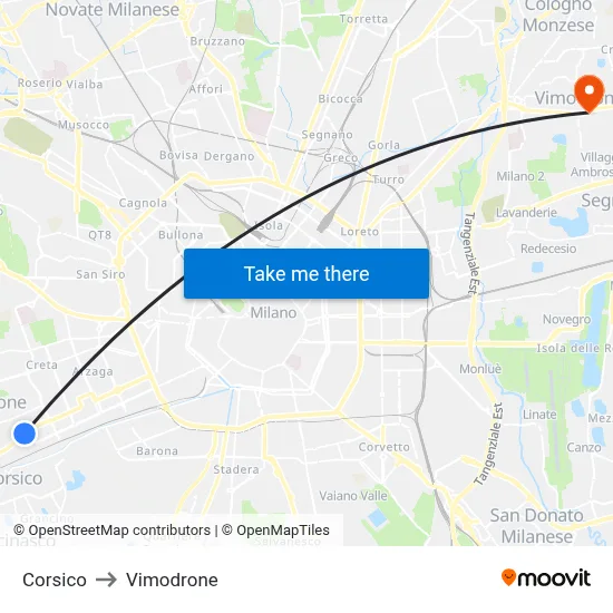 Corsico to Vimodrone map