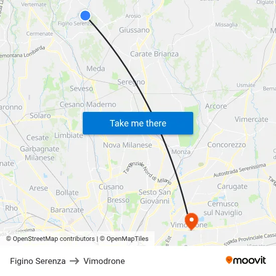 Figino Serenza to Vimodrone map