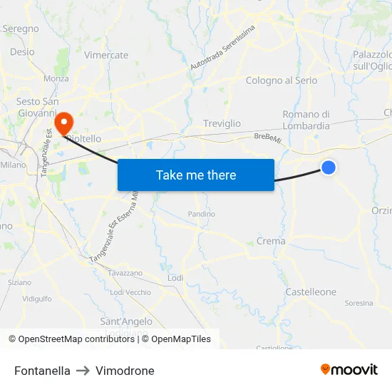 Fontanella to Vimodrone map