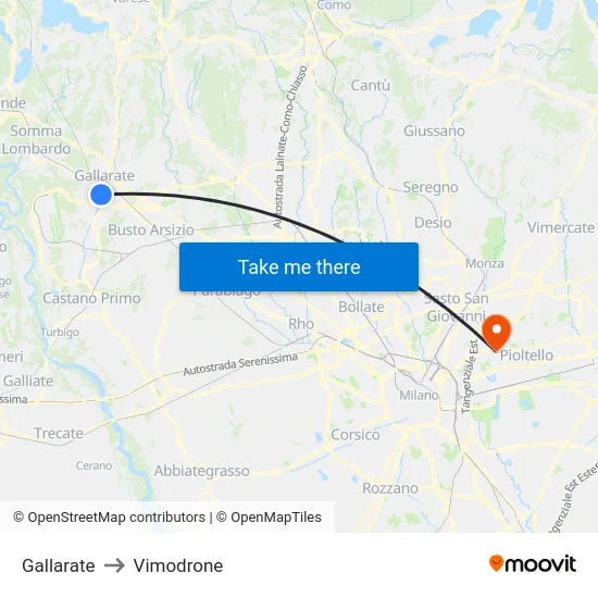 Gallarate to Vimodrone map