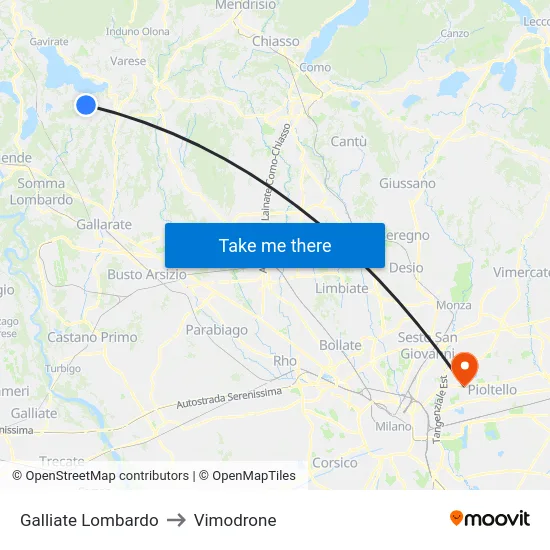 Galliate Lombardo to Vimodrone map