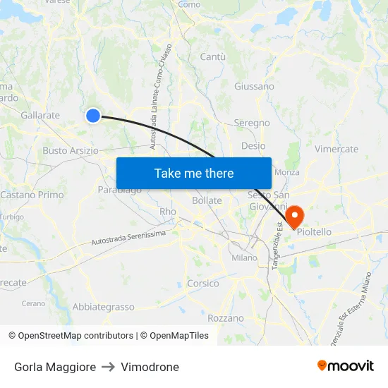 Gorla Maggiore to Vimodrone map