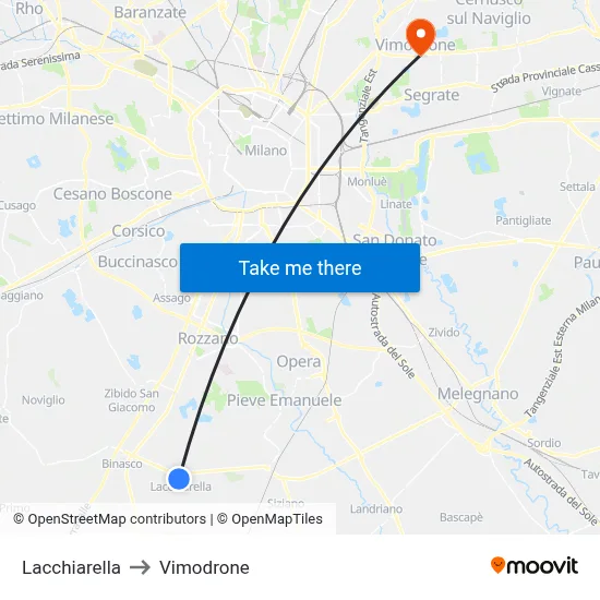 Lacchiarella to Vimodrone map