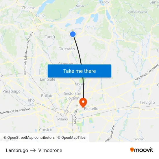 Lambrugo to Vimodrone map