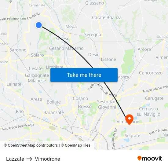 Lazzate to Vimodrone map