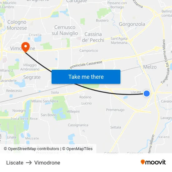 Liscate to Vimodrone map