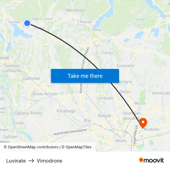Luvinate to Vimodrone map