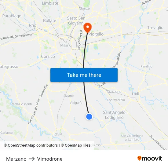 Marzano to Vimodrone map
