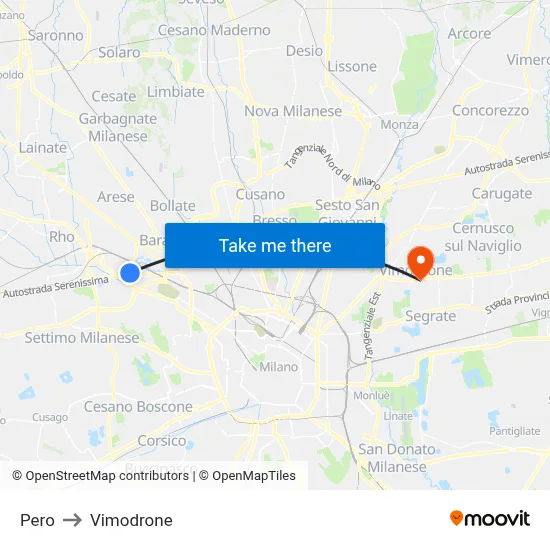 Pero to Vimodrone map