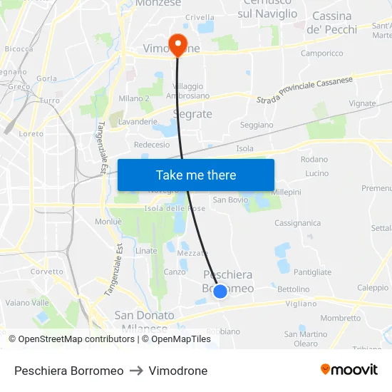 Peschiera Borromeo to Vimodrone map