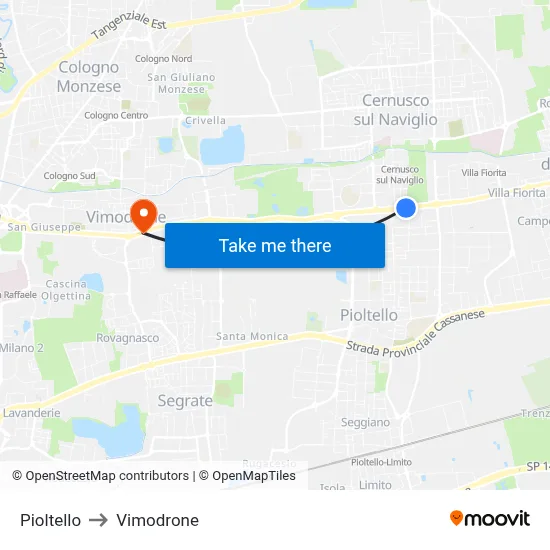 Pioltello to Vimodrone map