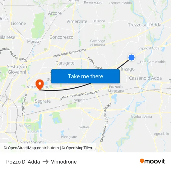 Pozzo D' Adda to Vimodrone map