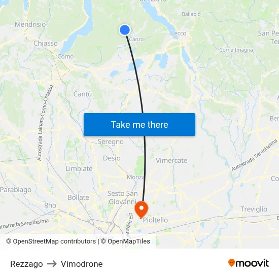 Rezzago to Vimodrone map