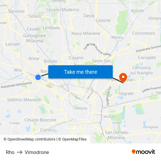 Rho to Vimodrone map