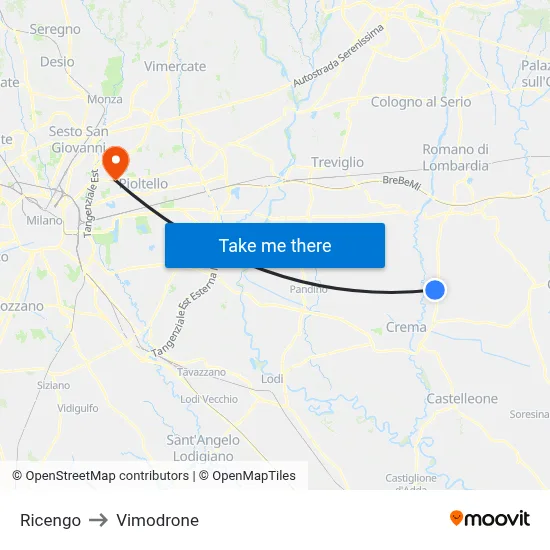 Ricengo to Vimodrone map