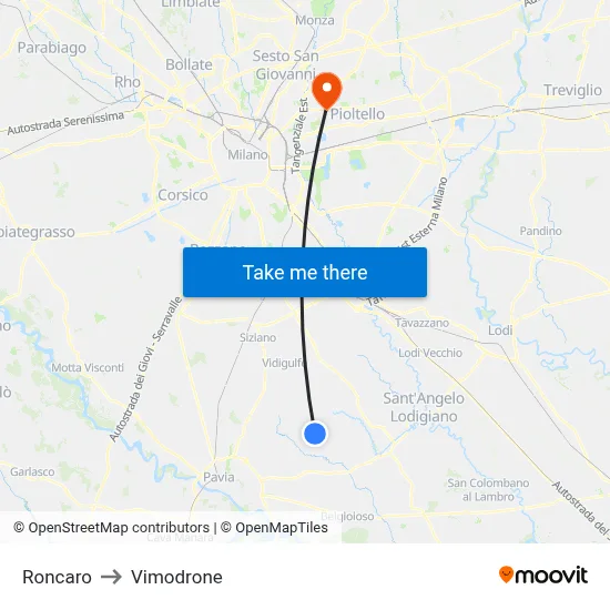 Roncaro to Vimodrone map