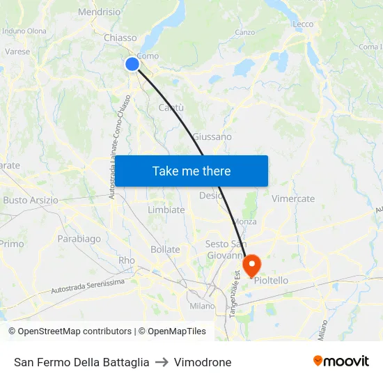 San Fermo Della Battaglia to Vimodrone map