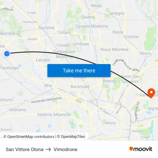 San Vittore Olona to Vimodrone map