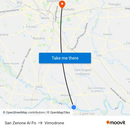 San Zenone al Po to Vimodrone map