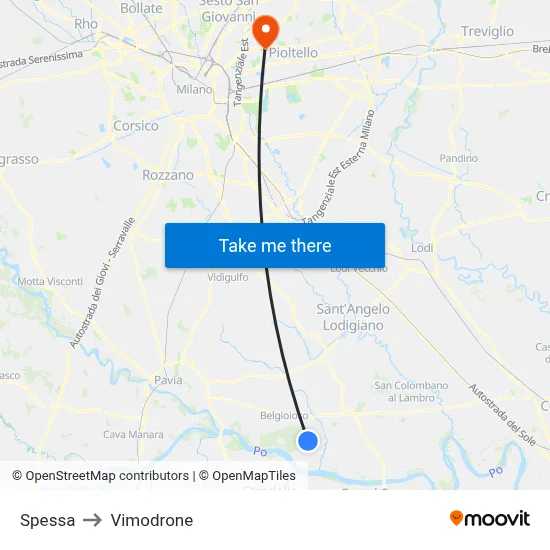 Spessa to Vimodrone map