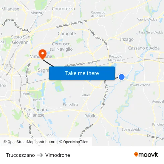 Truccazzano to Vimodrone map