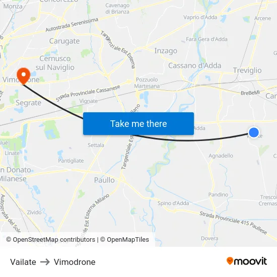 Vailate to Vimodrone map