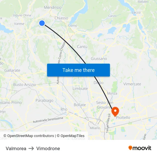 Valmorea to Vimodrone map