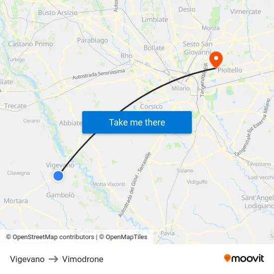 Vigevano to Vimodrone map