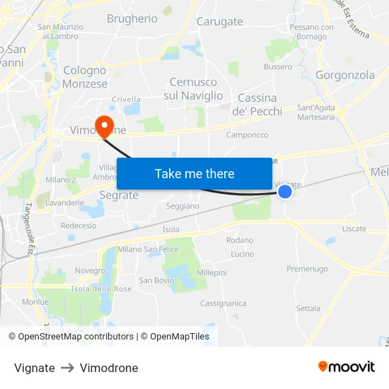 Vignate to Vimodrone map