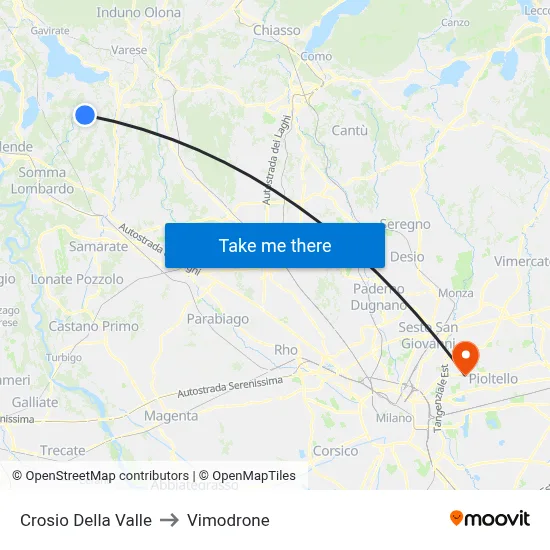 Crosio Della Valle to Vimodrone map