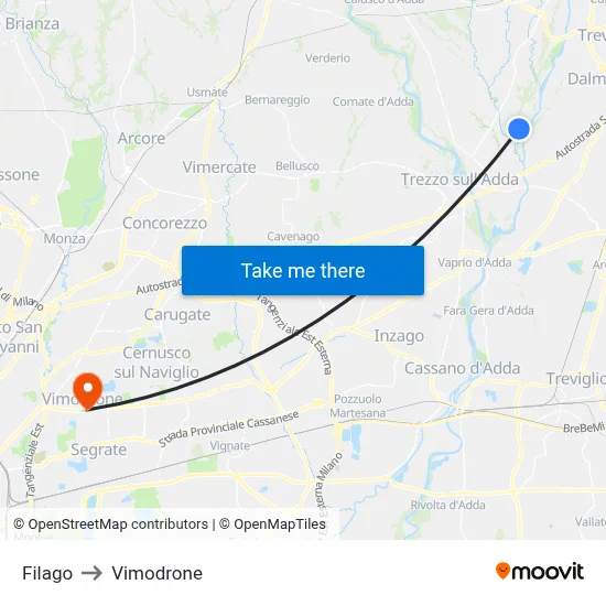 Filago to Vimodrone map